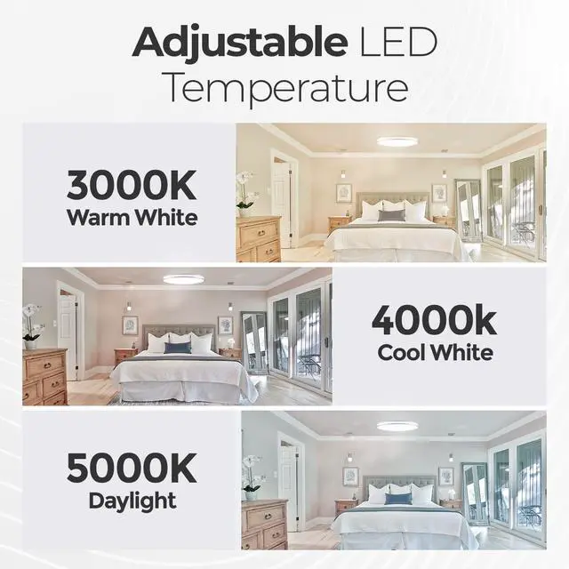 Alt view image 5 of 6 - 32 Inch Oval LED Ceiling Light, 35W, 3000LM, 3000K/4000K/5000K Adjustable, Brushed Nickel Finish Dimmable Flush Mount Ceiling Light for Bedroom, Living Room