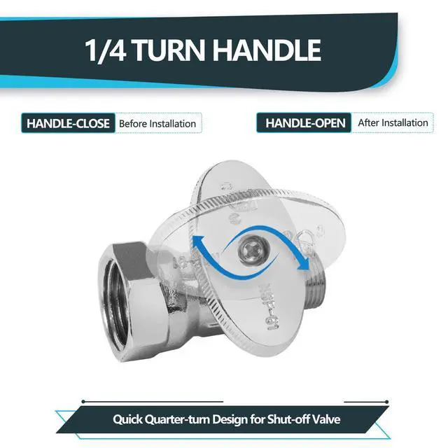 Alt view image 5 of 6 - (Pack of 30) FIP 1/4 Turn Straight Stop Valve, 1/2" FIP Iron Pipe x 3/8" Compression, Chrome Plated Brass(VALVE057-30Pack)