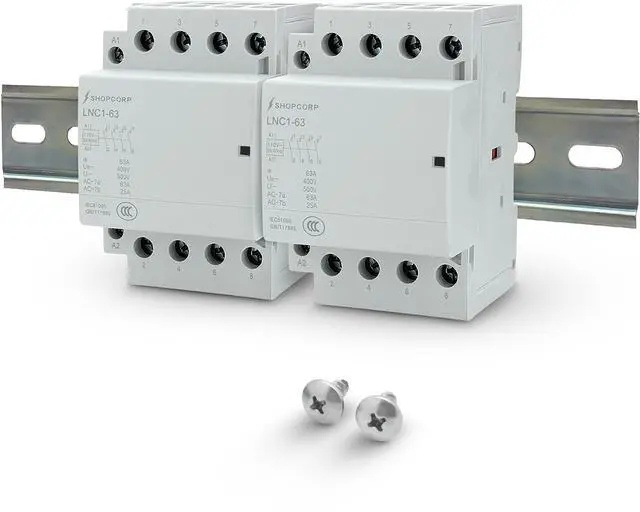 Main image of 8 Pole (4 Pole x 2) 120v Coil Contactor 50 amp NO IEC 400V AC Contactor 110/120VAC Coil - Motor Load 40A, Lighting Load 63A | Silent Operation, Includes DIN Rail and Phillips Screws