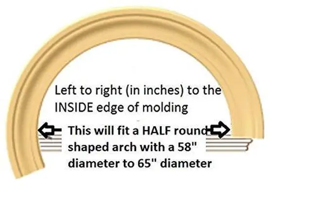 Alt view image 2 of 6 - #97 Adams: Flexible Casing Molding: 1-1/16" Thick x 3-7/16" Wide - PRE Curved to fit Specific Half Round Arches: 57" Diameter up to 66" Diameter