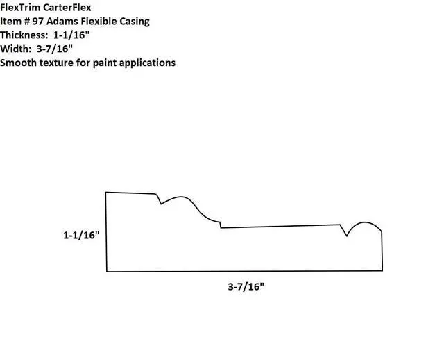 Alt view image 3 of 6 - #97 Adams: Flexible Casing Molding: 1-1/16" Thick x 3-7/16" Wide - PRE Curved to fit Specific Half Round Arches: 57" Diameter up to 66" Diameter