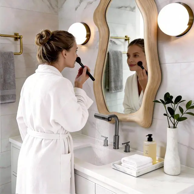 Alt view image 6 of 6 - Waterfall Pull-Out Bathroom Faucet 3 Hole with Temperature Display in Fahrenheit (Battery-Free), 8-inch Widespread Vanity Faucet for Bathroom Sink with 2 Handles, Grey, BFWS2401-2