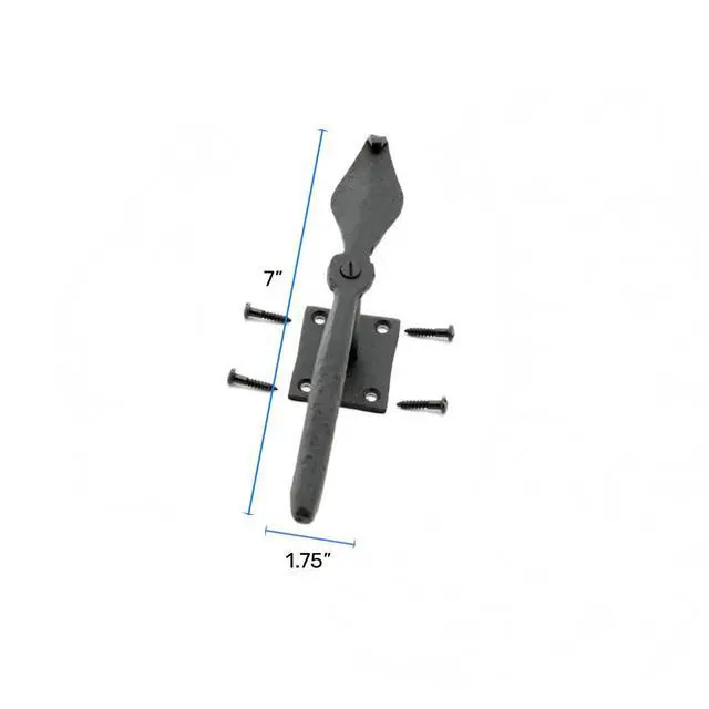 Alt view image 2 of 6 - Shutter Dogs 7 in. Black Spoon Shaped Wrought Iron Shutter Dogs with Mounting Hardware Pack of 12