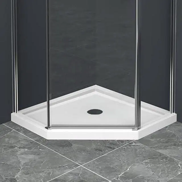 Main image of 36 x36 NEW ANGLE SHOWER BASE, Heavy Duty ABS/Acrylic, Leak and Slip Resistant Design, Easy Installation, (No Corner Drain Spout) (White, 36"x36")