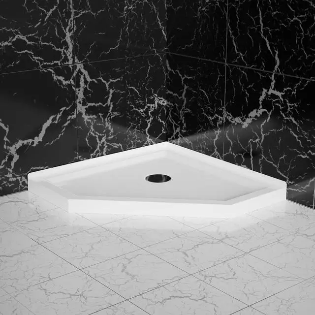 Alt view image 4 of 6 - 36 x36 NEW ANGLE SHOWER BASE, Heavy Duty ABS/Acrylic, Leak and Slip Resistant Design, Easy Installation, (No Corner Drain Spout) (White, 36"x36")