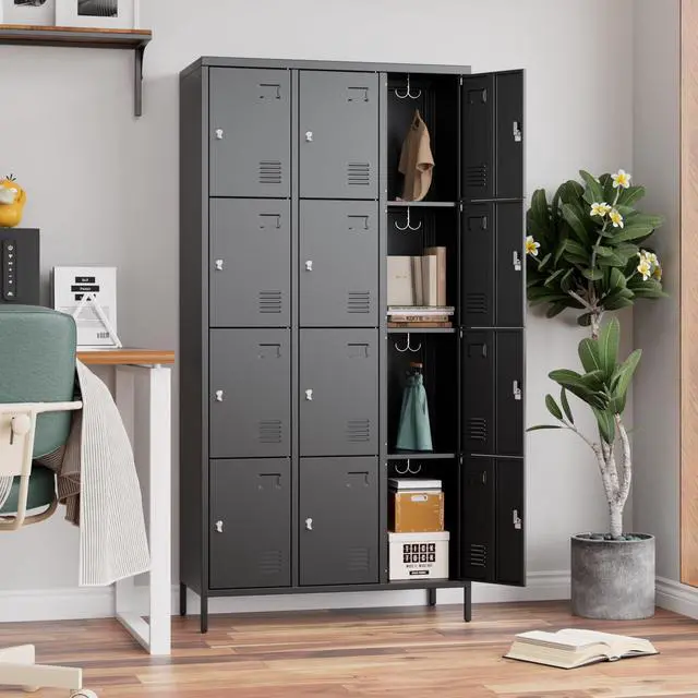 Alt view image 2 of 6 - 12 Doors Metal Lockers for Employees, Steel Storage Lockers for School Office, Black, Assembly Required