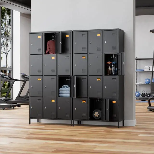 Alt view image 6 of 6 - 12 Doors Metal Lockers for Employees, Steel Storage Lockers for School Office, Black, Assembly Required