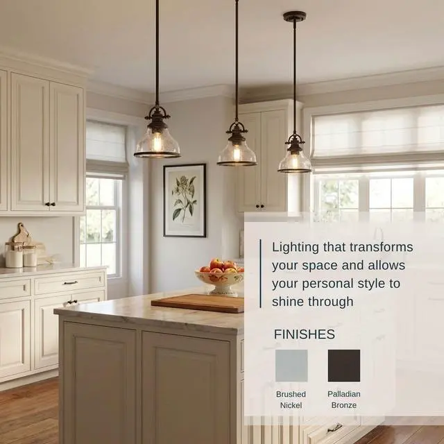 Alt view image 4 of 6 - Grant 8" Mini Pendant Light, Palladian Bronze with Clear Seeded Glass, 13"48" Adjustable Height for Kitchen Island or Bar