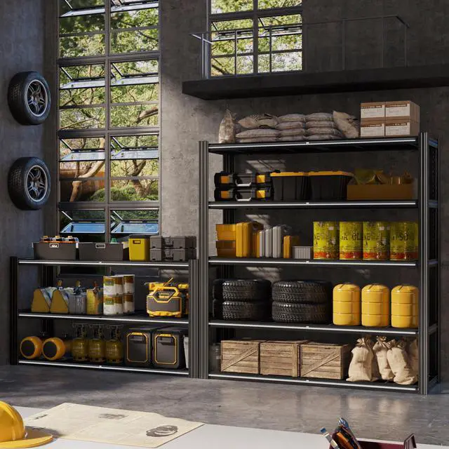 Alt view image 2 of 6 - 48" W Metal Garage Shelving 5 Tier Storage Shelves Heavy Duty 3030LBS Adjustable Shelf Unit Garage Shelving for Warehouse, Industrial, Basement, 72" H x 48" W x 24" D