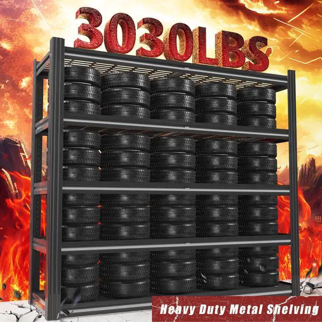 Alt view image 4 of 6 - 48" W Metal Garage Shelving 5 Tier Storage Shelves Heavy Duty 3030LBS Adjustable Shelf Unit Garage Shelving for Warehouse, Industrial, Basement, 72" H x 48" W x 24" D