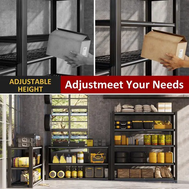 Alt view image 6 of 6 - 48" W Metal Garage Shelving 5 Tier Storage Shelves Heavy Duty 3030LBS Adjustable Shelf Unit Garage Shelving for Warehouse, Industrial, Basement, 72" H x 48" W x 24" D