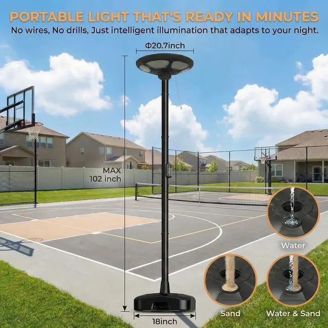Alt view image 6 of 6 - Solar Lamp Post Outdoor, 246 High-Power Lens LED, 360° Uniform Lighting, Height Adjustable, IP65 Waterproof, Tool-Free Installation for Yard Garden Patio Pathway