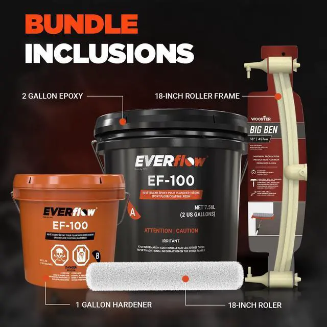 Alt view image 4 of 6 - Everflow Made by MPC Clear Epoxy Resin Coating for Floors & Counter Tops, 100% Solids, Self Leveling - 3 Gallon Kit + 18in Roller & 18in Roller Frame