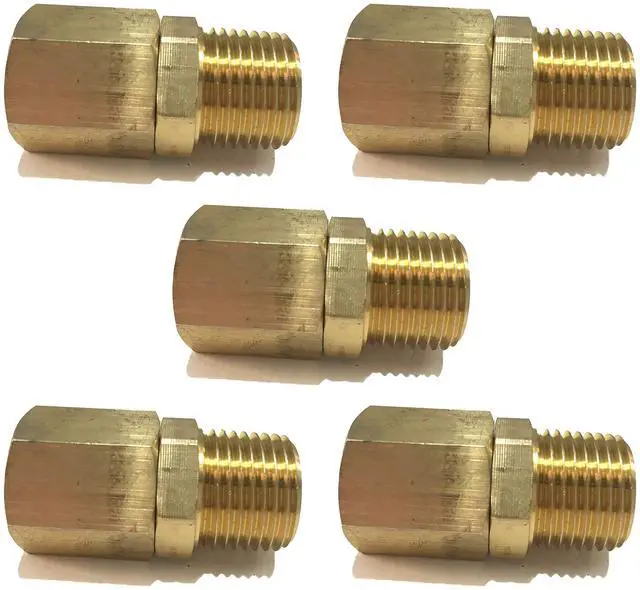 Main image of Brass Male Swivel Adapter 1/2" NPT Fuel/AIR/Water/Oil/Gas WOG (Qty 05)
