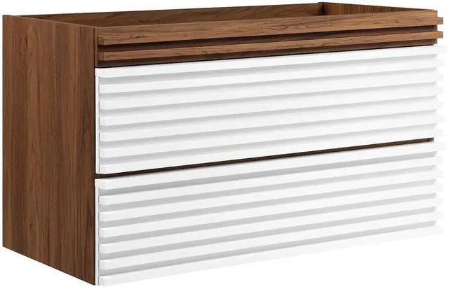 Main image of Render 36" Wall-Mount Bathroom Vanity Cabinet in White Walnut - Sink Basin Not Included