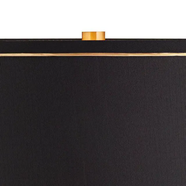 Alt view image 3 of 6 - Twist Modern Table Lamp 31" Tall Sculptural Brass Gold Metal Marble Black Drum Shade with Gold Liner Decor Bedroom Living Room Nightstand Bedside Night Stand Office Kids Room