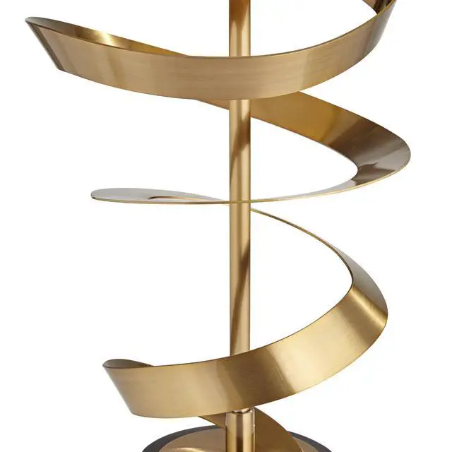 Alt view image 6 of 6 - Twist Modern Table Lamp 31" Tall Sculptural Brass Gold Metal Marble Black Drum Shade with Gold Liner Decor Bedroom Living Room Nightstand Bedside Night Stand Office Kids Room