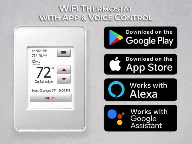 Alt view image 5 of 6 - FLEXBONE UH 930 WiFi Touchscreen Programmable Radiant Floor Heating Smart Thermostat for The Heated Floors 120V/240V