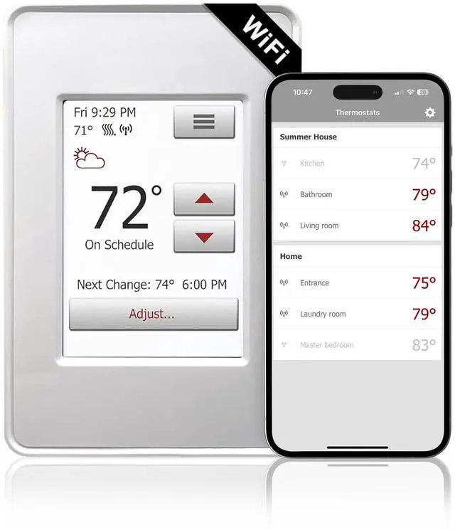Alt view image 6 of 6 - FLEXBONE UH 930 WiFi Touchscreen Programmable Radiant Floor Heating Smart Thermostat for The Heated Floors 120V/240V