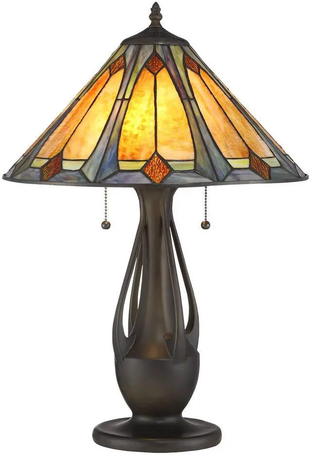Alt view image 2 of 6 - Gerald Traditional Mission Tiffany Style Accent Table Lamp 23" High Deep Metallic Antique Art Glass Shade Cottage Core Decor for Living Room Bedroom House Bedside Nightstand