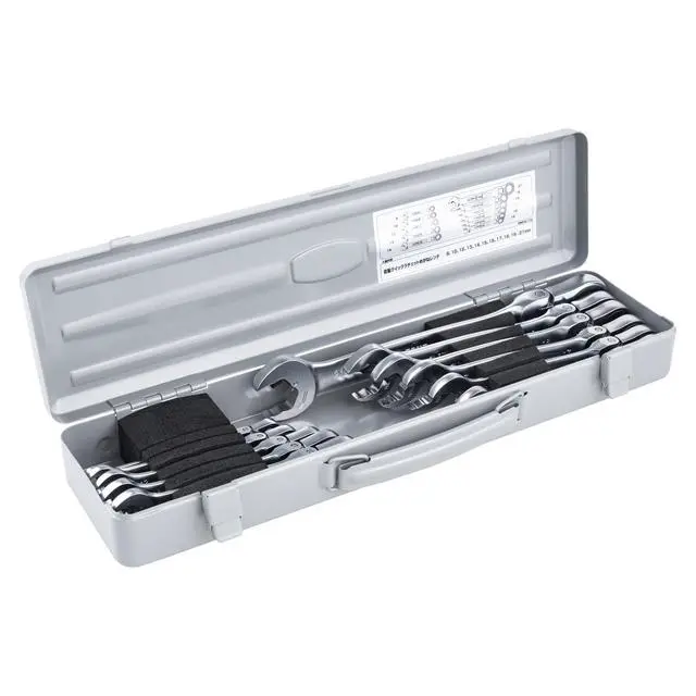 Alt view image 3 of 6 - Ratchet Ring Wrench Ratcheting Spanner Head Flex Head Set RMFQ110 11-Piece