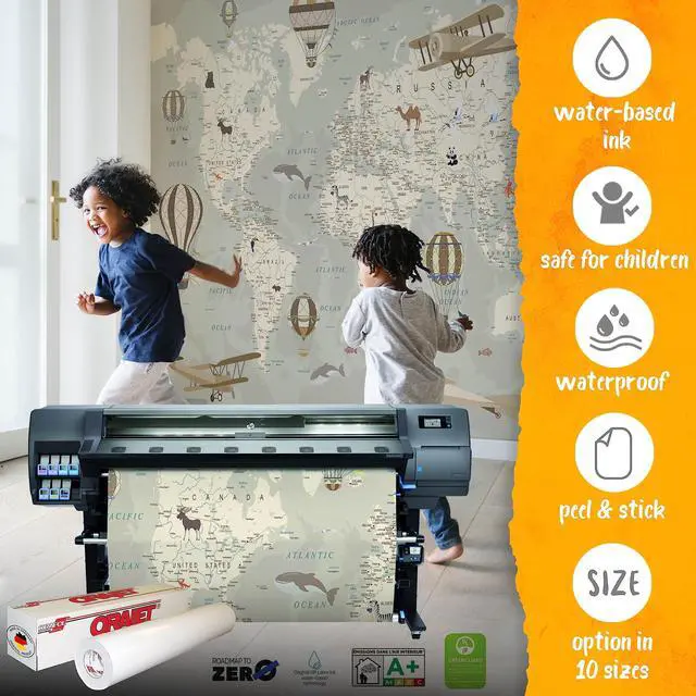Alt view image 3 of 6 - Kids World Map Wallpaper with AnimalsPeel and Stick Educational DecalsNursery Murals for Baby, Toddlers,Boys, Kids RoomRemovable Waterproof Decor for Bedroom, Classroom,Playroom(111W x 70.8H)