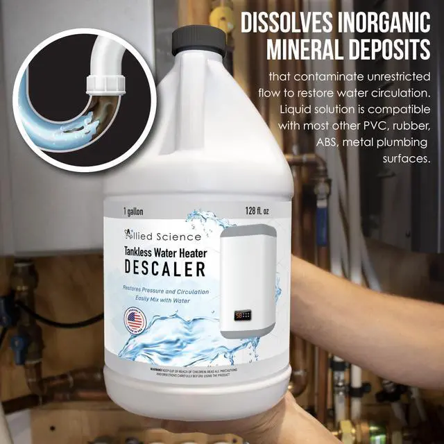 Alt view image 3 of 6 - Tankless Water Heater Flushing Kit with Square 5-Gallon Bucket, Steel Hoses, 1/6 HP Pump, and Gallon Eco-Friendly Descaler