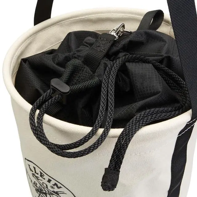 Alt view image 3 of 6 - 5114DSC22 Canvas Bucket, Heavy Duty Drawstring Close Tool Bucket, 22-Inch with Leather Reinforced Bottoms, 100-Pound Load Rated