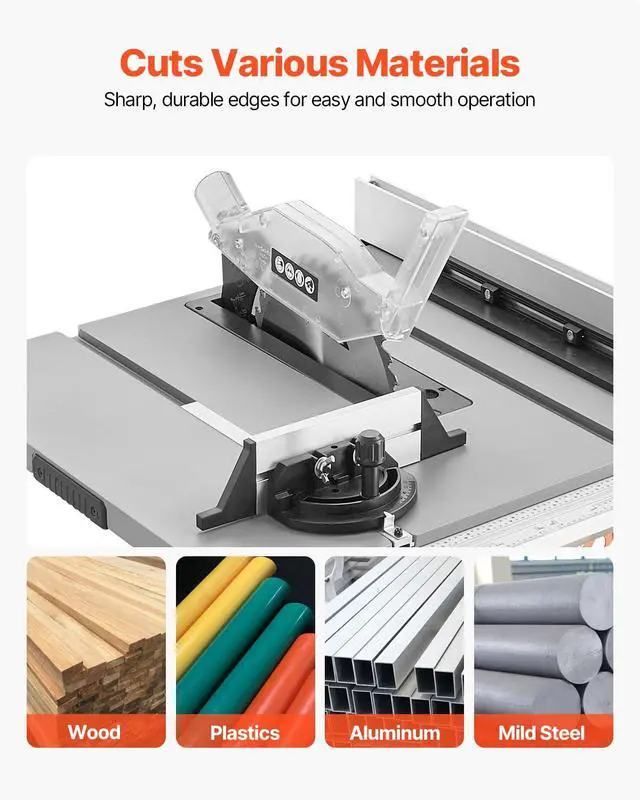 Alt view image 6 of 6 - Table Saw, 4500 RPM Portable Jobsite Table Saw with Sharp Edges & High Cutting Precision, Compact Table Saws with Dust Port For Woodworking, Fit for Raw Wood, Flooring & Cabinets