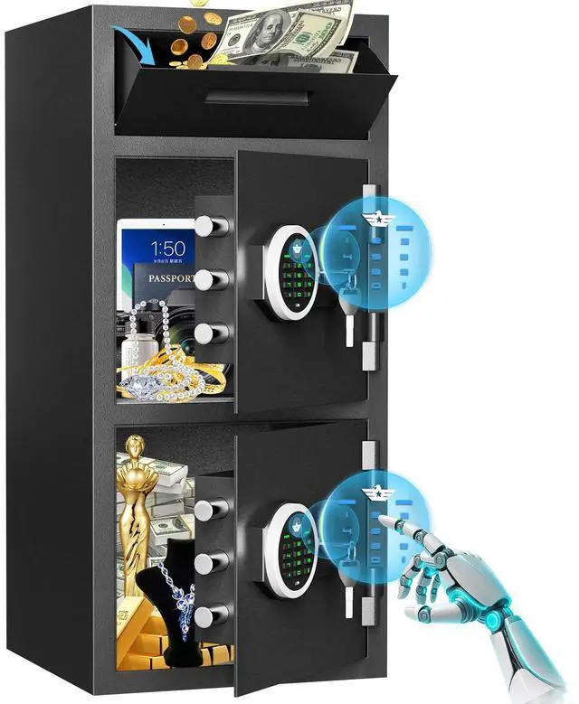 Main image of 6.5 Cub Extra Large Home Safe Fireproof Waterproof, Deposit Box with Drop Slot, Drop Safes for Business, Large Money Box with Digital Backlit Keypad and Mute Mode for Home Office