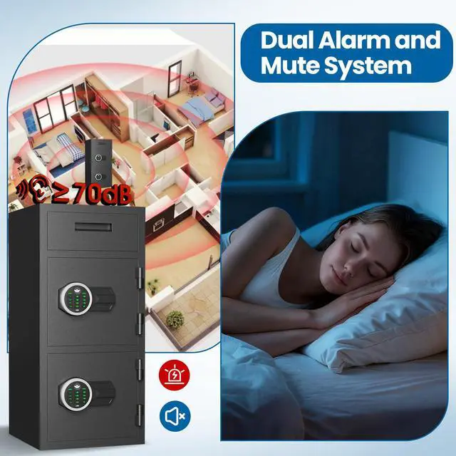 Alt view image 6 of 6 - 6.5 Cub Extra Large Home Safe Fireproof Waterproof, Deposit Box with Drop Slot, Drop Safes for Business, Large Money Box with Digital Backlit Keypad and Mute Mode for Home Office