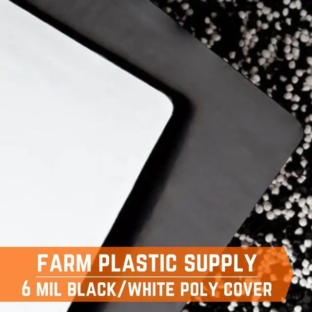 Alt view image 2 of 6 - Black/White Plastic Sheeting - 6 mil - (20' x 100') - Thick Plastic Sheeting, Heavy Duty Polyethylene Drop Cloth Tarp Vapor Barrier