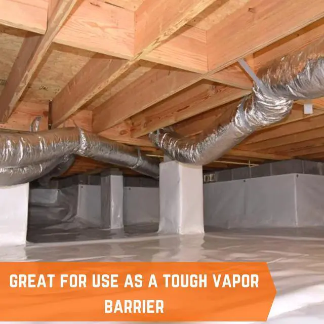 Alt view image 4 of 6 - Black/White Plastic Sheeting - 6 mil - (20' x 100') - Thick Plastic Sheeting, Heavy Duty Polyethylene Drop Cloth Tarp Vapor Barrier