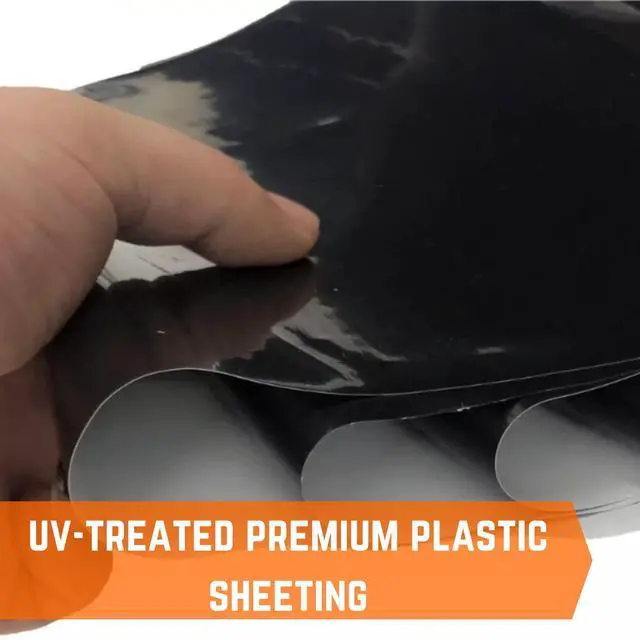 Alt view image 5 of 6 - Black/White Plastic Sheeting - 6 mil - (20' x 100') - Thick Plastic Sheeting, Heavy Duty Polyethylene Drop Cloth Tarp Vapor Barrier