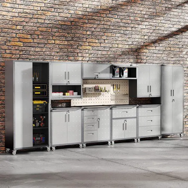 Alt view image 2 of 6 - Metal Garage Cabinet on Wheels, Heavy Duty Steel Rolling Tool Cabinets with Drawers, Mobile Tool Cart Garage Storage Cabinets for Warehouse Basement, Assembly Required