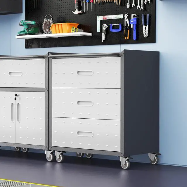 Alt view image 6 of 6 - Metal Garage Cabinet on Wheels, Heavy Duty Steel Rolling Tool Cabinets with Drawers, Mobile Tool Cart Garage Storage Cabinets for Warehouse Basement, Assembly Required