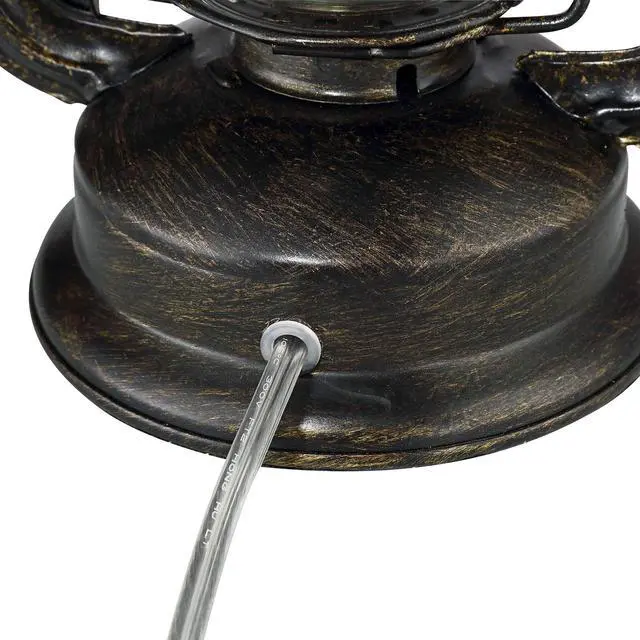 Alt view image 6 of 6 - Murphy Industrial Rustic Accent Table Lamp Miner Lantern 23" High Weathered Bronze Metal Clear Glass Oatmeal Fabric Drum Shade Decor for Living Room Bedroom House Bedside