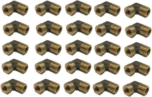 Main image of Forged Brass 90 Degree REDUCING Street Elbow 1/4" Female NPT X 3/8" Male NPT Fuel/AIR/Water/Oil/Gas WOG (Qty 025)