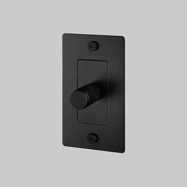 Main image of Buster and Punch 1 Gang Single LED Dimmer Switch Cross Knurl in Black Without Logo