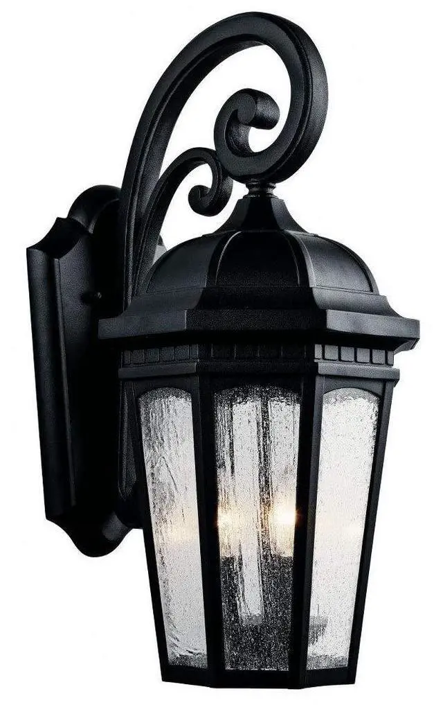Main image of Courtyard 22.25" 3 Light Outdoor Wall Light with Clear Seeded Glass in Textured Black