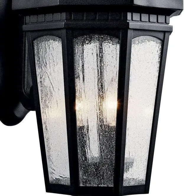 Alt view image 3 of 5 - Courtyard 22.25" 3 Light Outdoor Wall Light with Clear Seeded Glass in Textured Black
