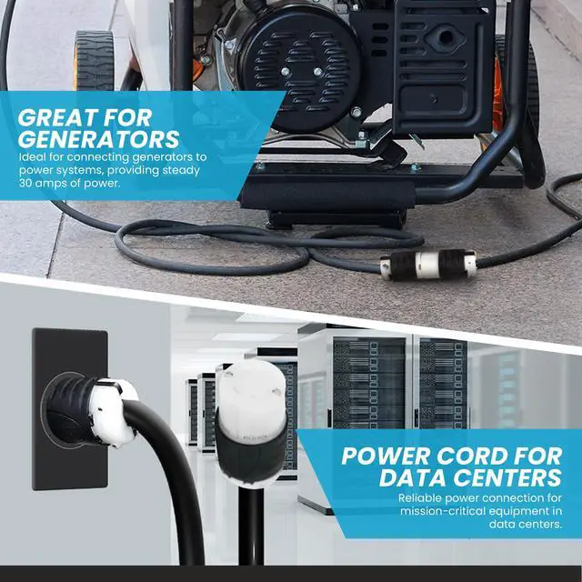 Alt view image 5 of 6 - IronBox Electric - NEMA L15-30 Extension Power Cord - Rated for 30A/250V - Heavy Duty 8/4 SOOW Cable - Power Cable for Generators, RVs, PDUs & Data Centers - Ideal for Indoor and Outdoor Use (25 Feet)