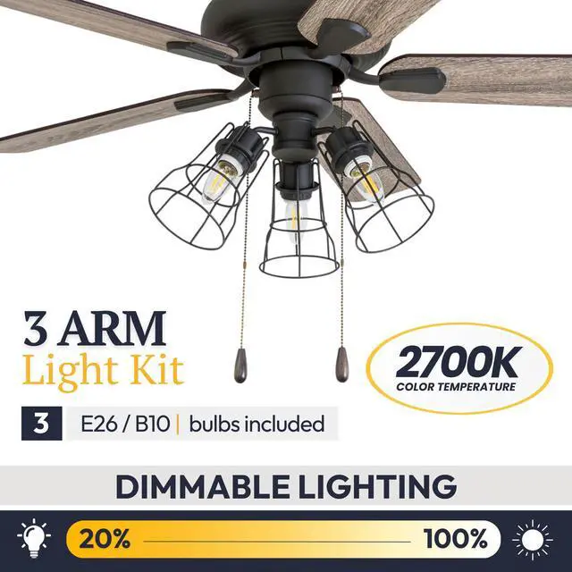 Alt view image 5 of 6 - Madison County, 42 Inch Industrial Style LED Ceiling Fan with Light, Pull Chain, Three Mounting Options, Modern Dual Finish Blades, Reversible Motor - 50588-01 (Bronze)