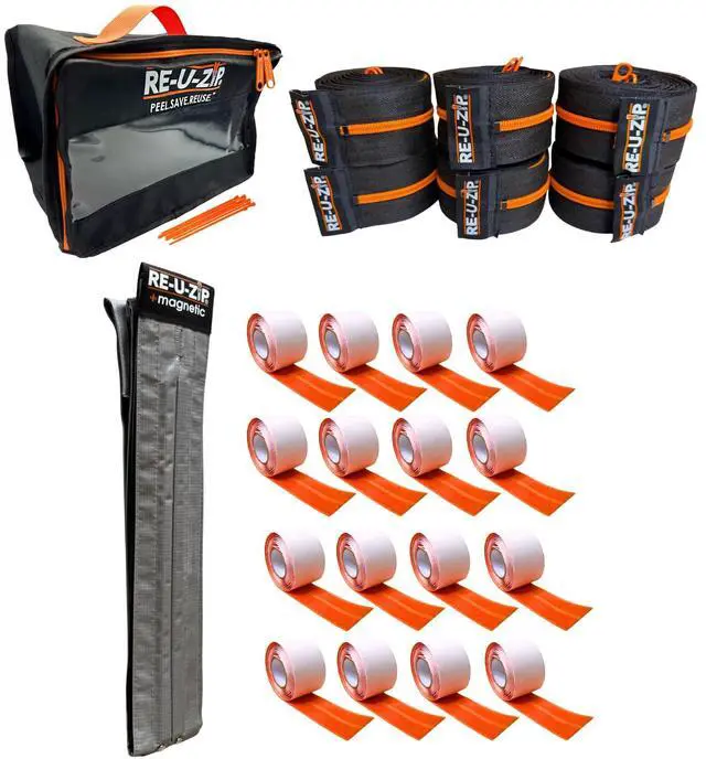 Main image of ® Heavy-Duty Reusable Dust Barrier Zipper (Pro Bundle) + Reusable Magnetic Entry Strip | Patented Self-Closing Dust Barrier Zipper (Starter Kit)