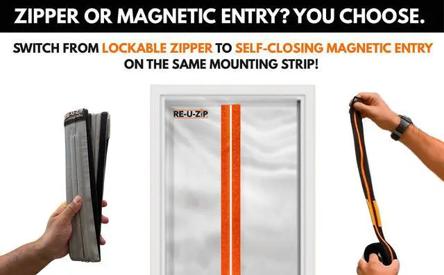 Alt view image 2 of 6 - ® Heavy-Duty Reusable Dust Barrier Zipper (Pro Bundle) + Reusable Magnetic Entry Strip | Patented Self-Closing Dust Barrier Zipper (Starter Kit)