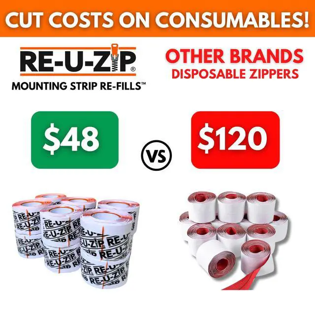 Alt view image 5 of 6 - ® Heavy-Duty Reusable Dust Barrier Zipper (Pro Bundle) + Reusable Magnetic Entry Strip | Patented Self-Closing Dust Barrier Zipper (Starter Kit)