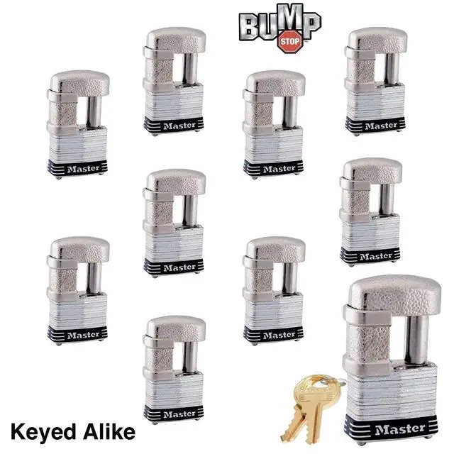 Alt view image 2 of 5 - (10) Keyed Alike Multi Purpose Padlocks w/ 20 Keys, 37NKA-10 w/BumpStop Technology