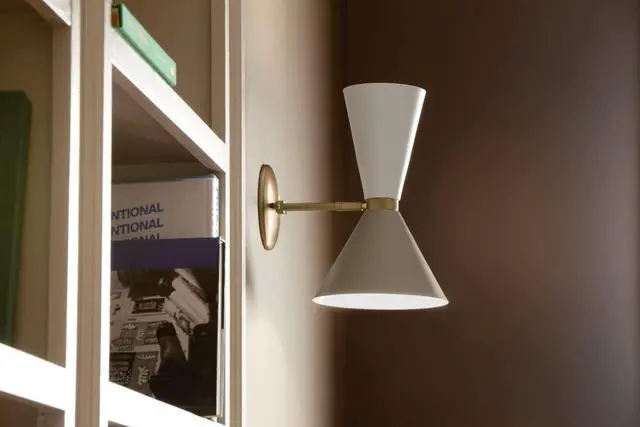 Alt view image 2 of 5 - Phix 13.5 Inch 2 Light Wall Sconce in Champagne Bronze with Greige and White 52570CPZGRG