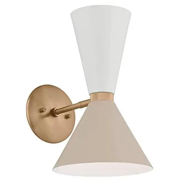 Alt view image 5 of 5 - Phix 13.5 Inch 2 Light Wall Sconce in Champagne Bronze with Greige and White 52570CPZGRG
