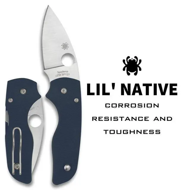 Alt view image 2 of 5 - Lil' Native Folding Pocket Knife with 2" CPM SPY27 and G-10 Handle - EDC Knife for Men and Women, Perfect for Hunting, Tactical, Camping, Survival, Hiking - PlainEdge - C230GPCBL